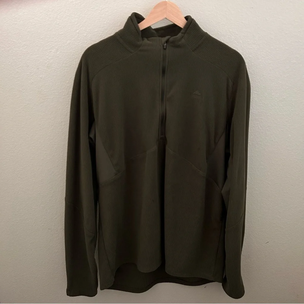 Quechua Men's 1/4 Zip Fleece Pullover Olive Green - Size 2XL - Hiking Mid-Layer